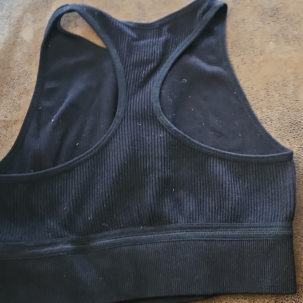 Black Ribbed Crop Top - Picture 3 of 3